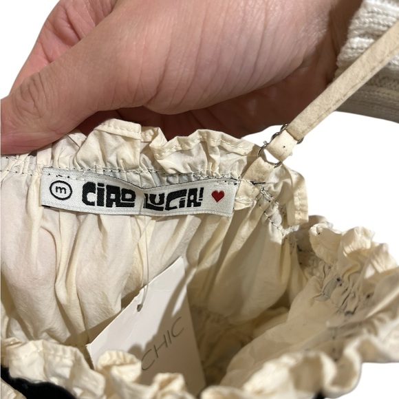 Ciao Lucia Elettra Cotton Poplin Grosgrain Trim Cami Shirred Bodice Midi Dress - Picture 4 of 5